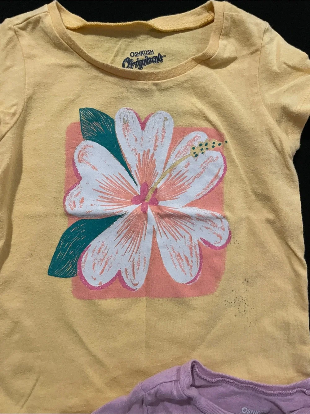 OshKosh B'gosh Girls' Short Sleeve Tee - Yellow Floral Graphic